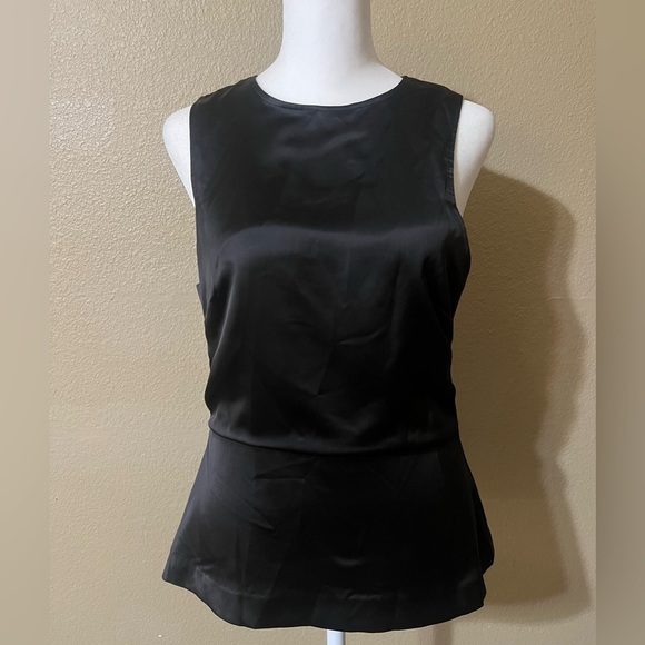 H&M Black Peplum Top With Side Cutouts Size 8 Office Workwear Corpcore - Picture 1 of 6